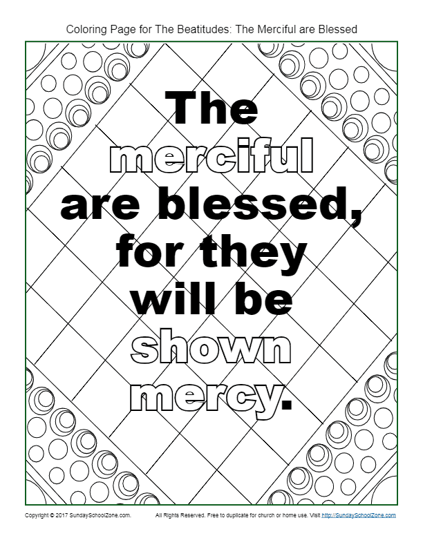 The merciful beatitudes coloring page on sunday school zone