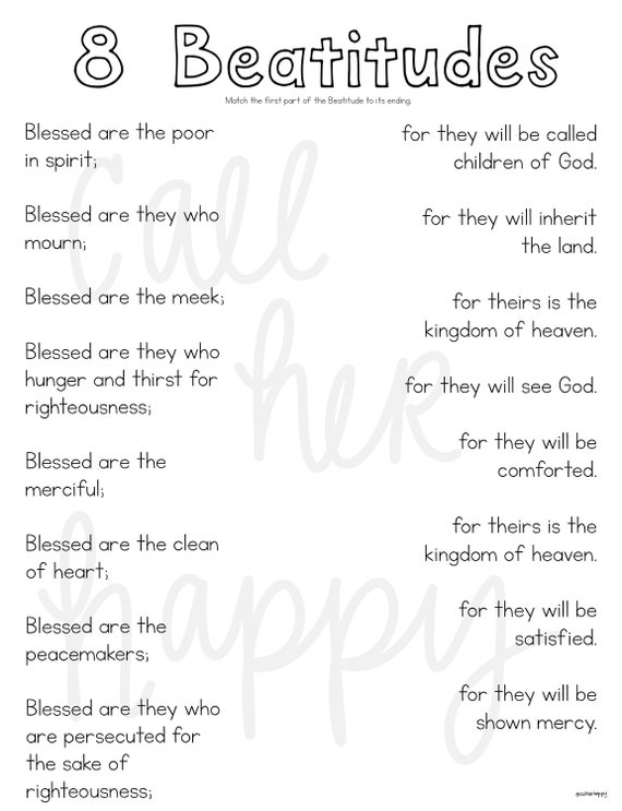 Beatitudes worksheet printable coloring page sheet liturgical year catholic resources for kids feast day prayer activities jesus instant download