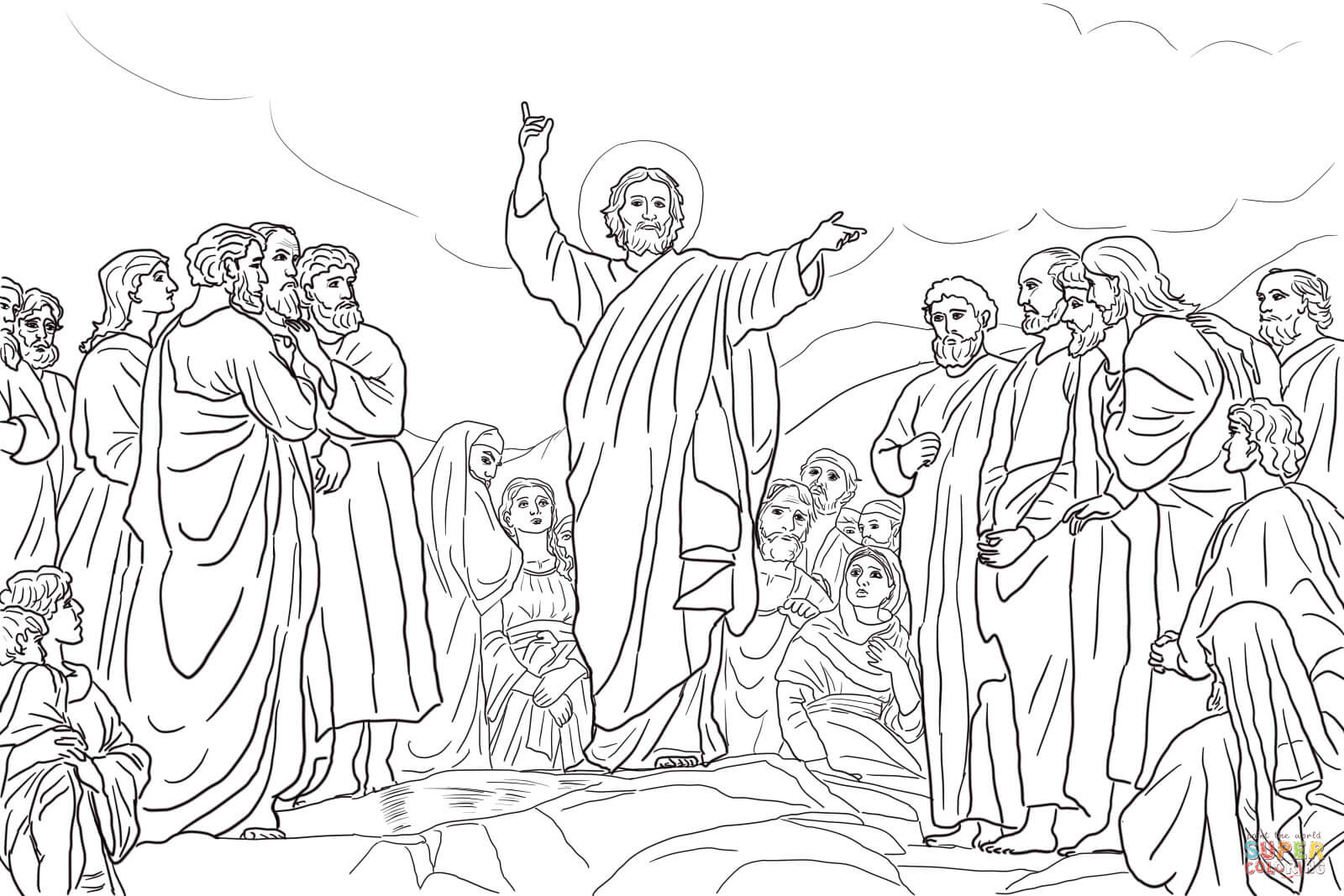 Jesus teaches the beatitudes coloring page free printable coloring pages