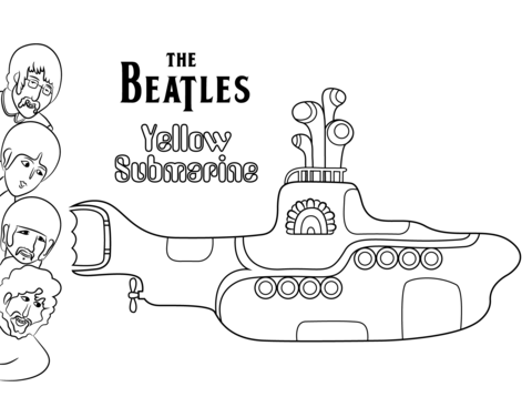 The beatles yellow submarine cover art coloring page free printable coloring pages