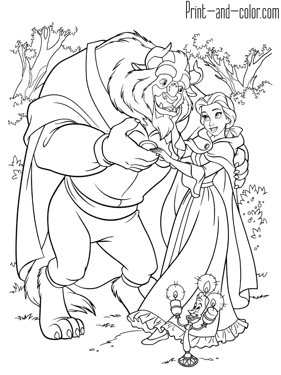 Beauty and the beast coloring pages print and color