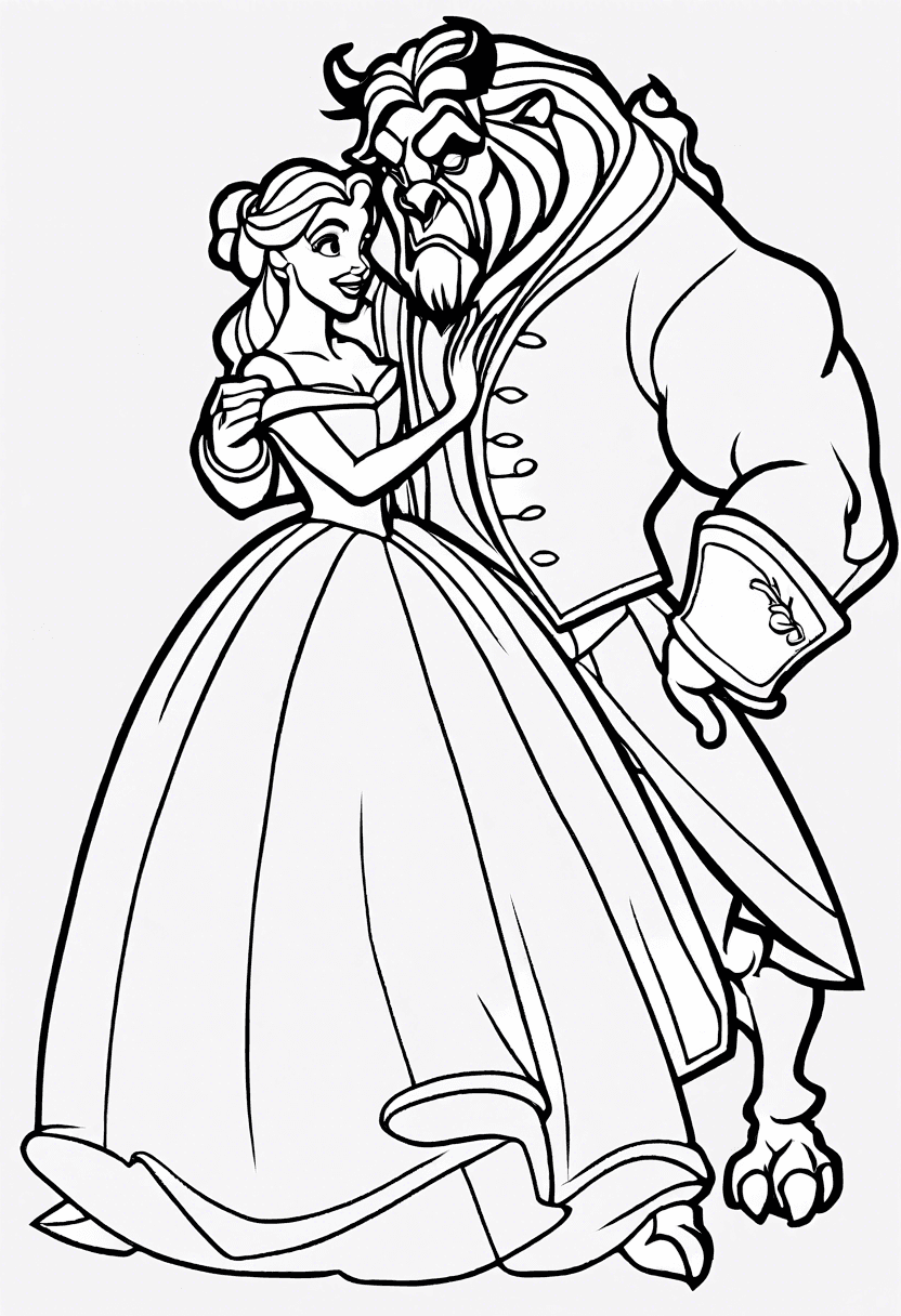 Beauty and the beast coloring pages