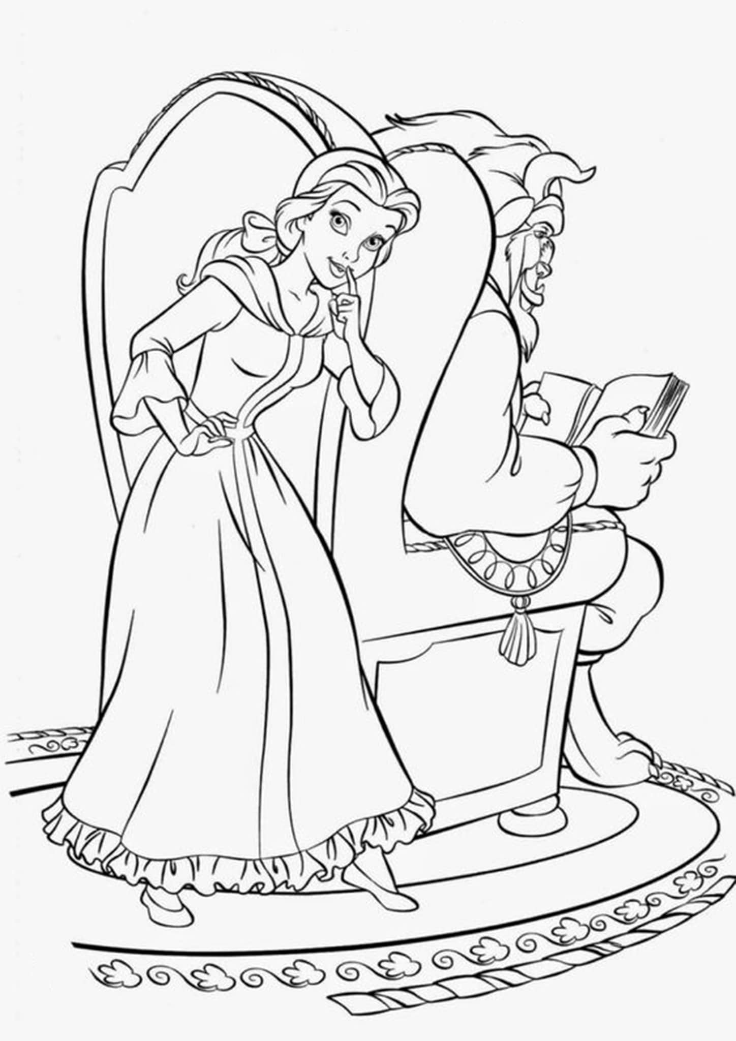 Free easy to print beauty and the beast coloring pages