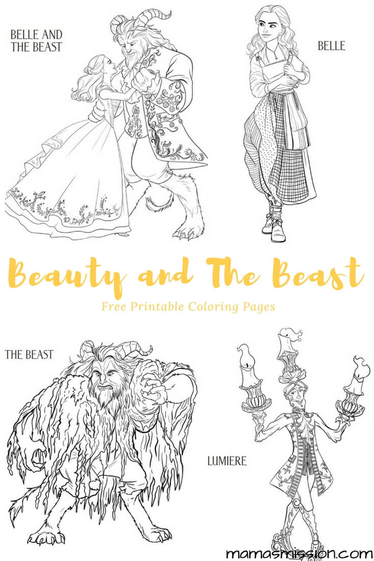 Beauty and the beast coloring pages