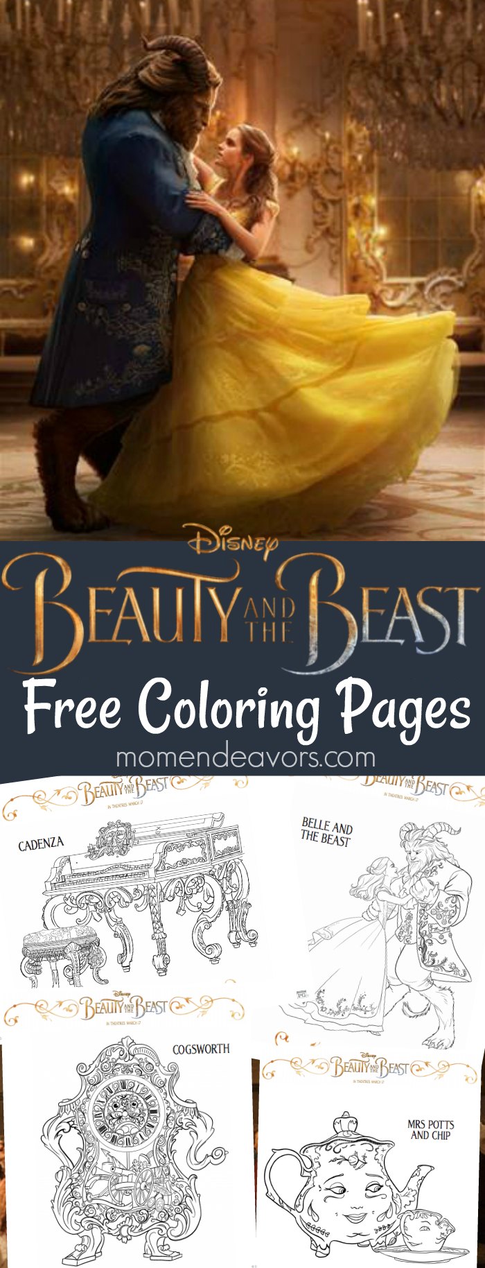 Disneys beauty and the beast printable coloring pages