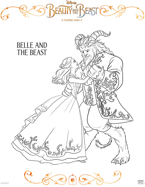 Free printable beauty and the beast coloring pages