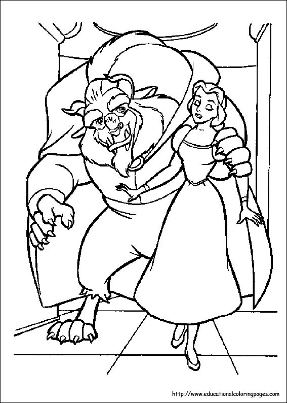 Beauty and beast coloring pages free for kids