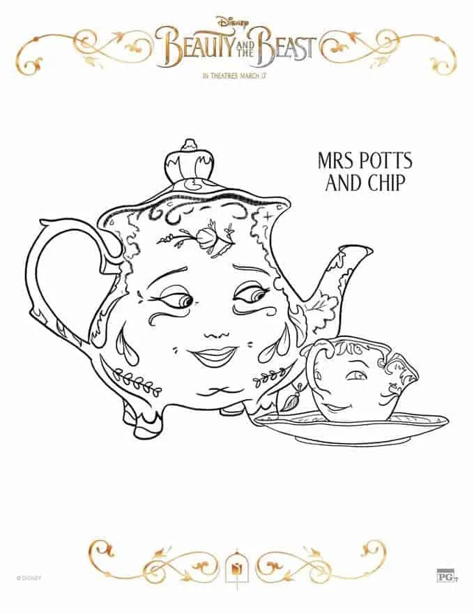 More beauty and the beast coloring sheets