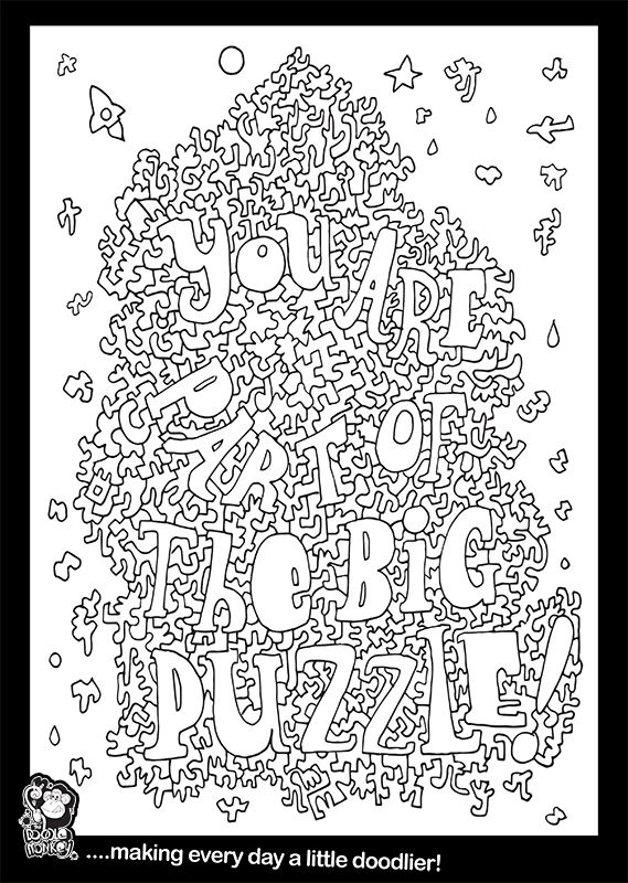 Part of the big puzzle colouring page â the doodle monkey