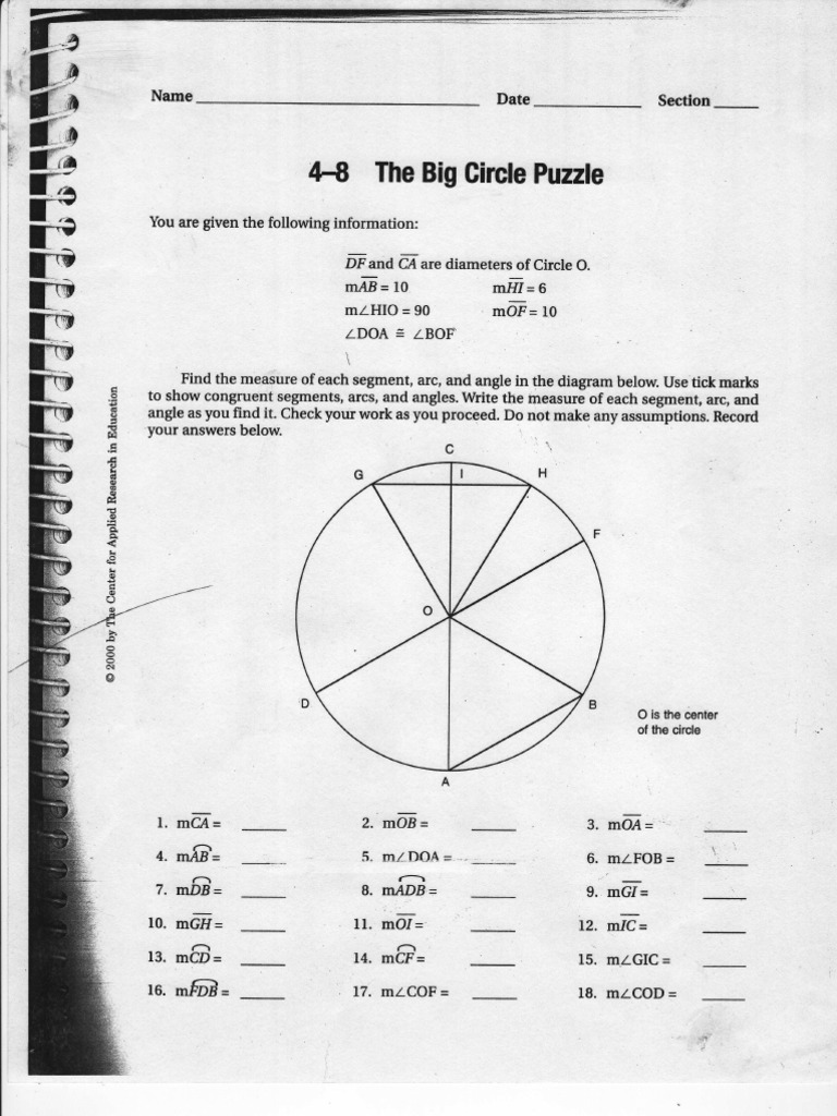 Big circle puzzle pdf geometry elementary mathematics