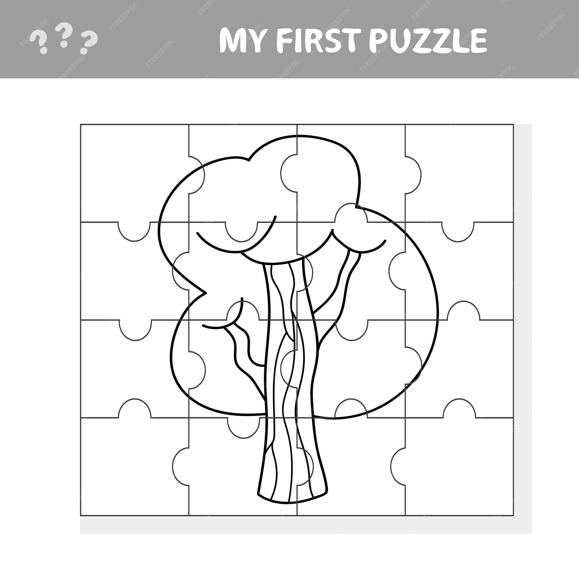 Premium vector puzzle tree design puzzle tree illustration for kids