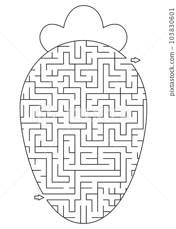 Black and white maze shaped as carrot for kids