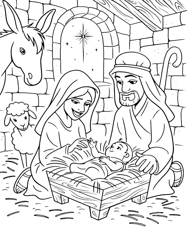 The birth of jesus coloring page