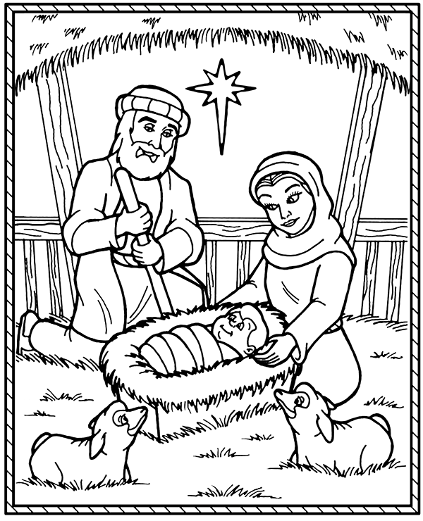 The birth of jesus free coloring page