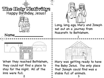 The nativity story happy birthday jesus mini book and coloring pages