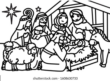 Birth jesus christ book coloring stock vector royalty free