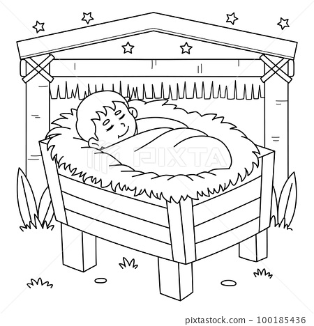 Christian baby jesus coloring page for kids