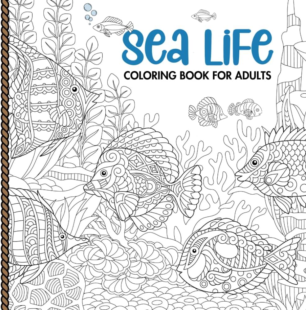 Sea life coloring book for adults relaxing fish and other underwater scenes coloring pages greenhouse toby books