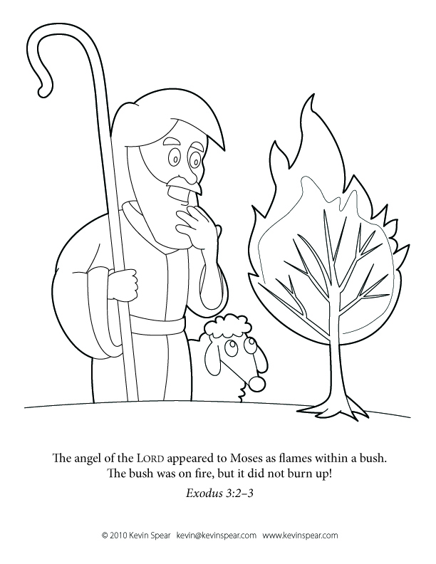 Coloring page moses and the burning bush