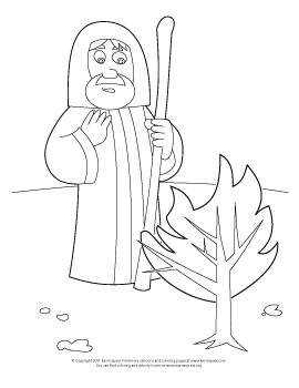 Coloring page moses and the burning bush