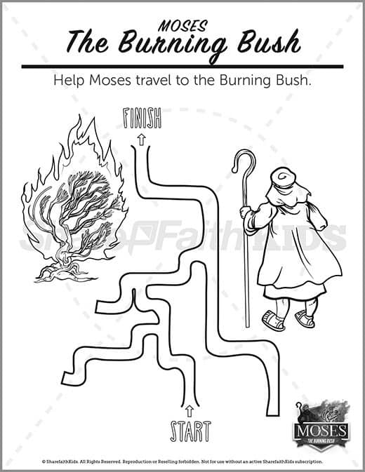 Exodus the burning bush preschool mazes â