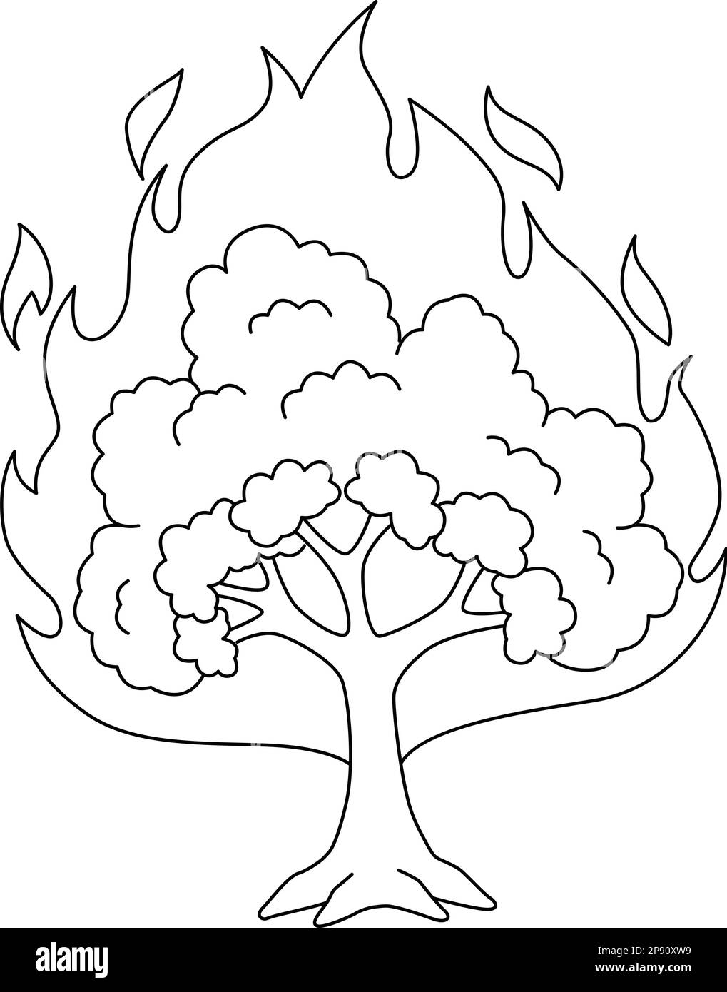 Burning bush isolated coloring page for kids stock vector image art