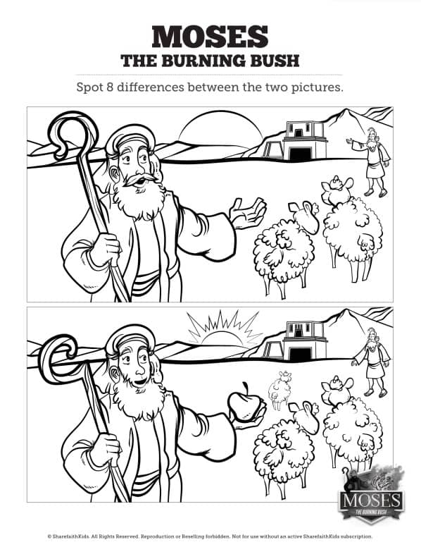 Exodus moses and the burning bush kids spot the difference â