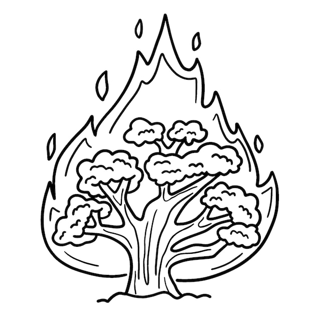 Premium vector christian burning bush isolated coloring page