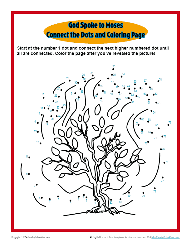 God spoke to moses connect the dots old testament connect the dots and coloring page