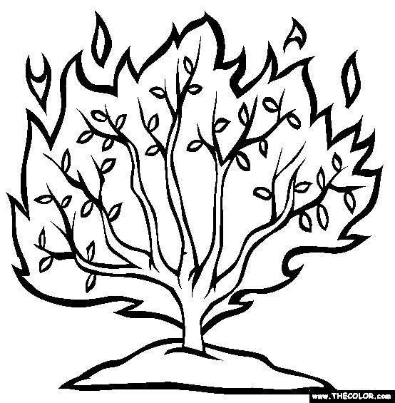 Burning bush coloring page free burning bush online coloring burning bush bible school crafts coloring pages