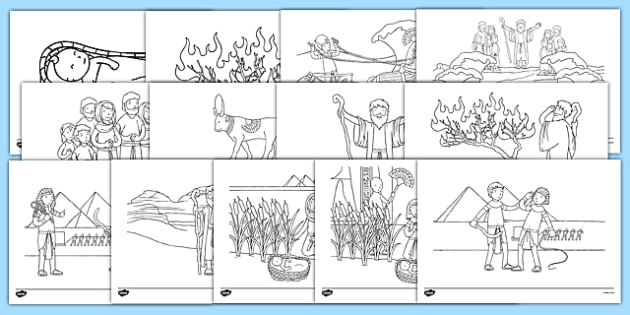 Moses story coloring sheets teacher