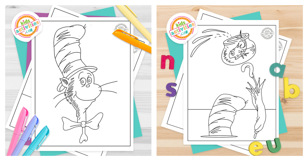 Fun free printable cat in the hat coloring pages kids activities blog