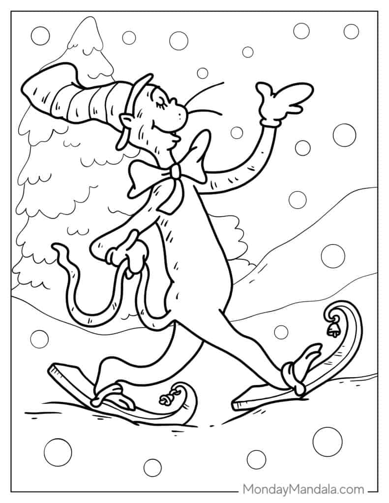 Cat in the hat coloring pages free pdf printables