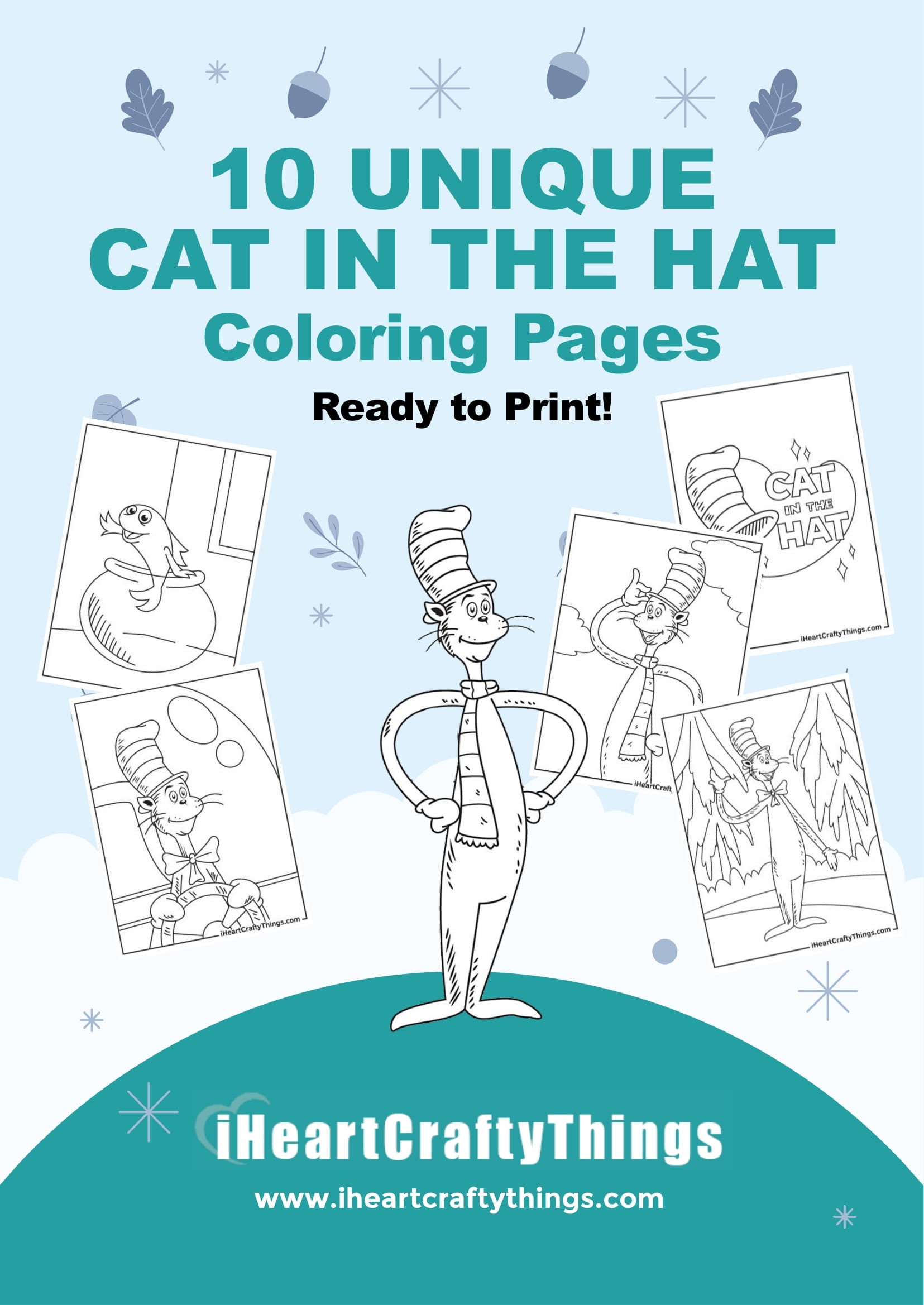 Cat in the hat coloring pages â i heart crafty things