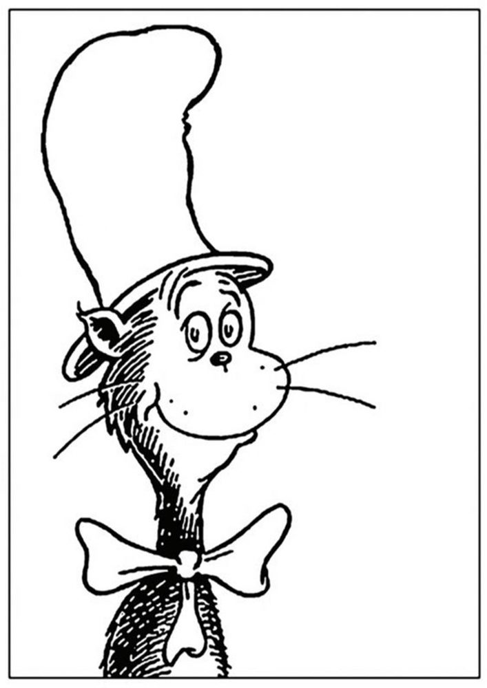 Free easy to print cat in the hat coloring pages