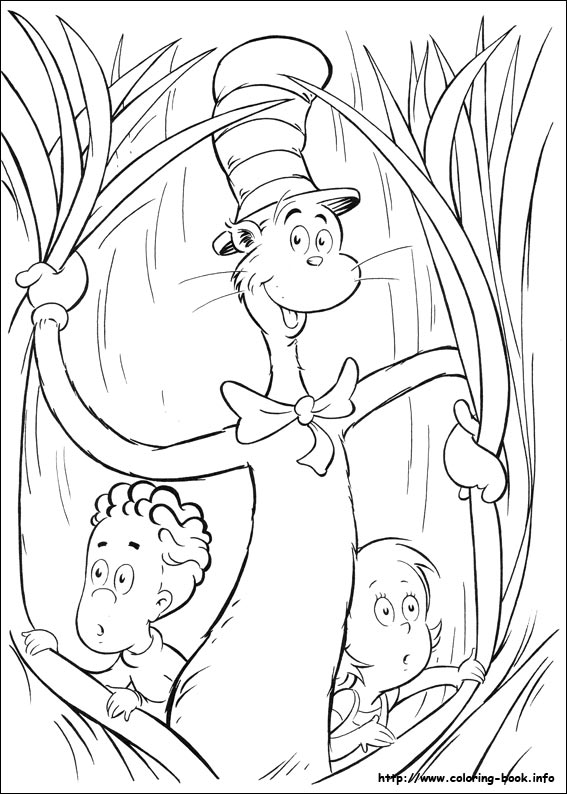 The cat in the hat coloring picture