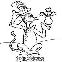 The cat in the hat with flowers coloring pages