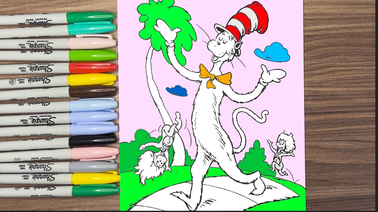 The cat in the hat coloring pages