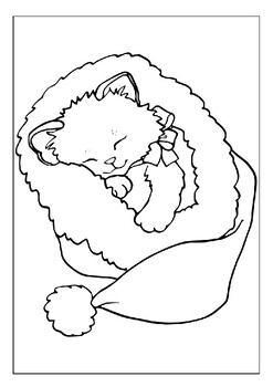 Keep the kids entertained with our christmas cat coloring pages collection