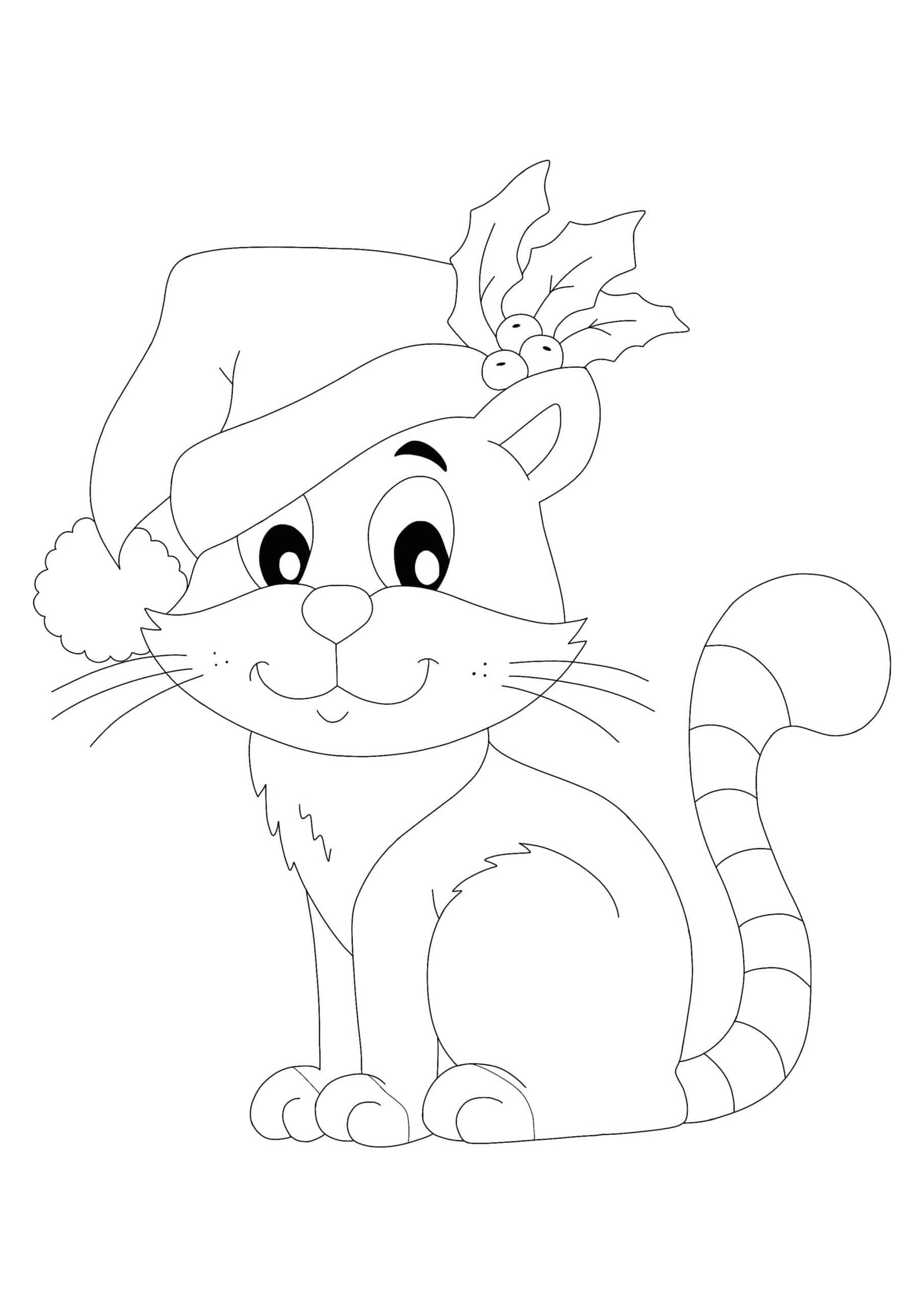 Christmas cat coloring pages