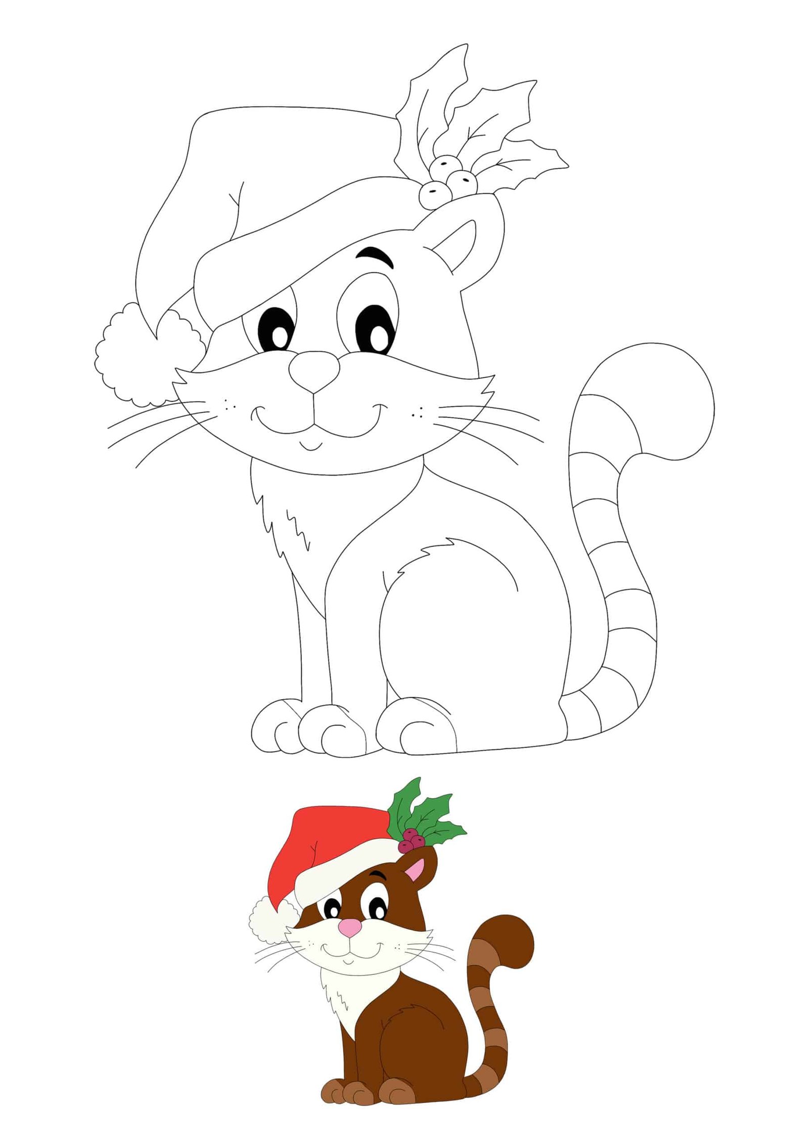 Christmas cat coloring pages