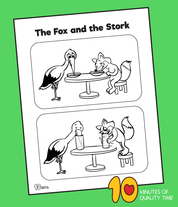 The fox and the stork coloring page â minutes of quality time