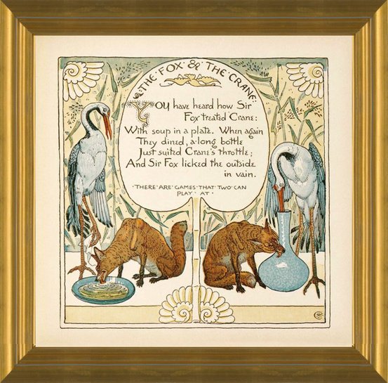 Art prints of the fox the crane aesops fables