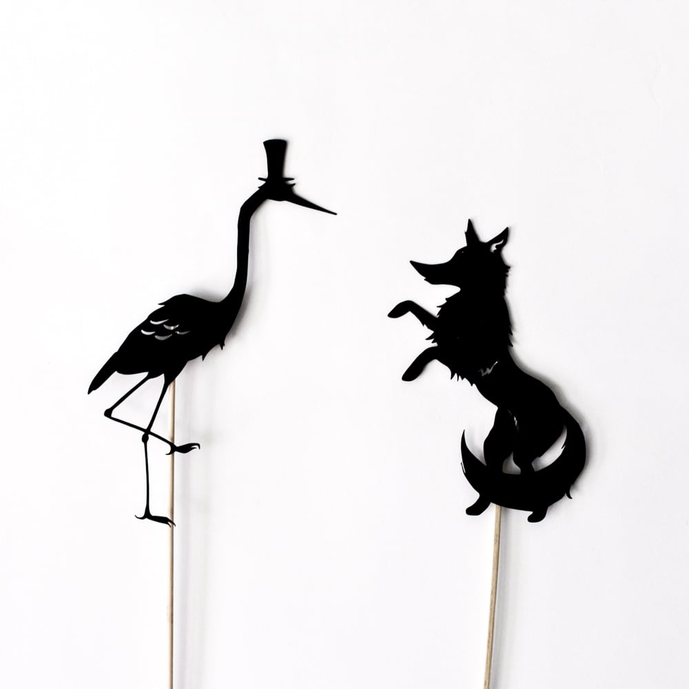 The fox and the crane shadow puppets