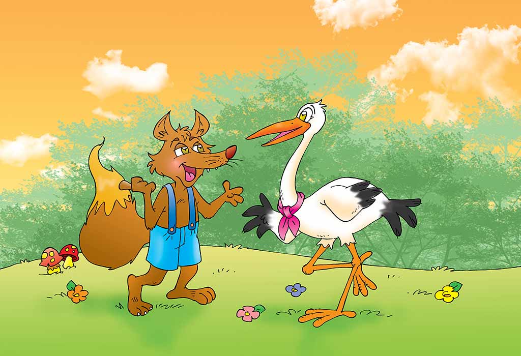 The fox and the stork story for children with moral