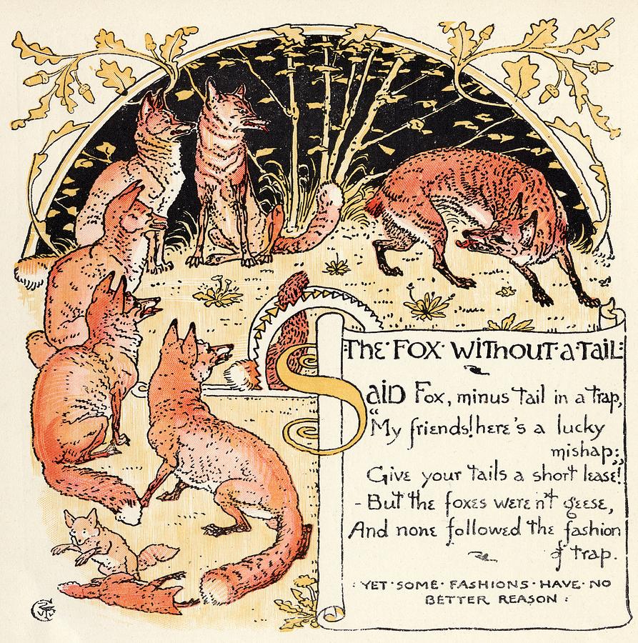 The fox without a tale from the book drawing by vintage design pics