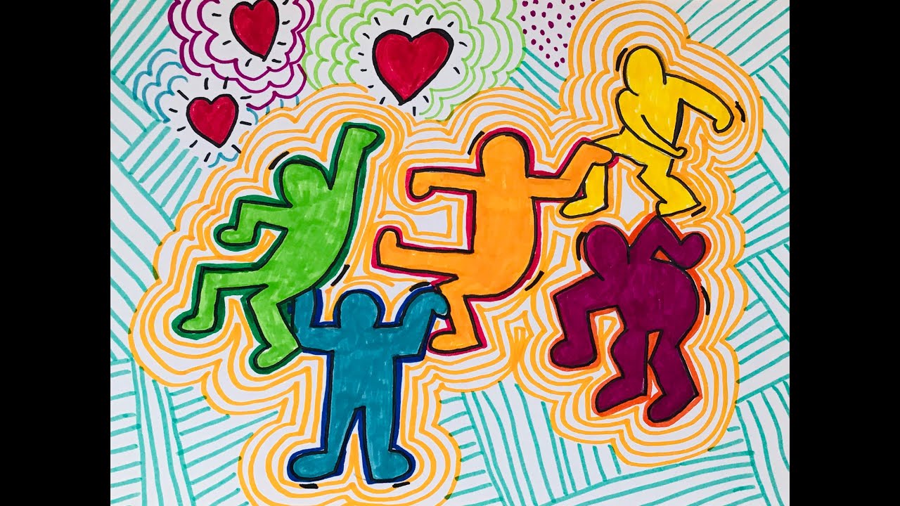 Art tutorial keith haring dance party