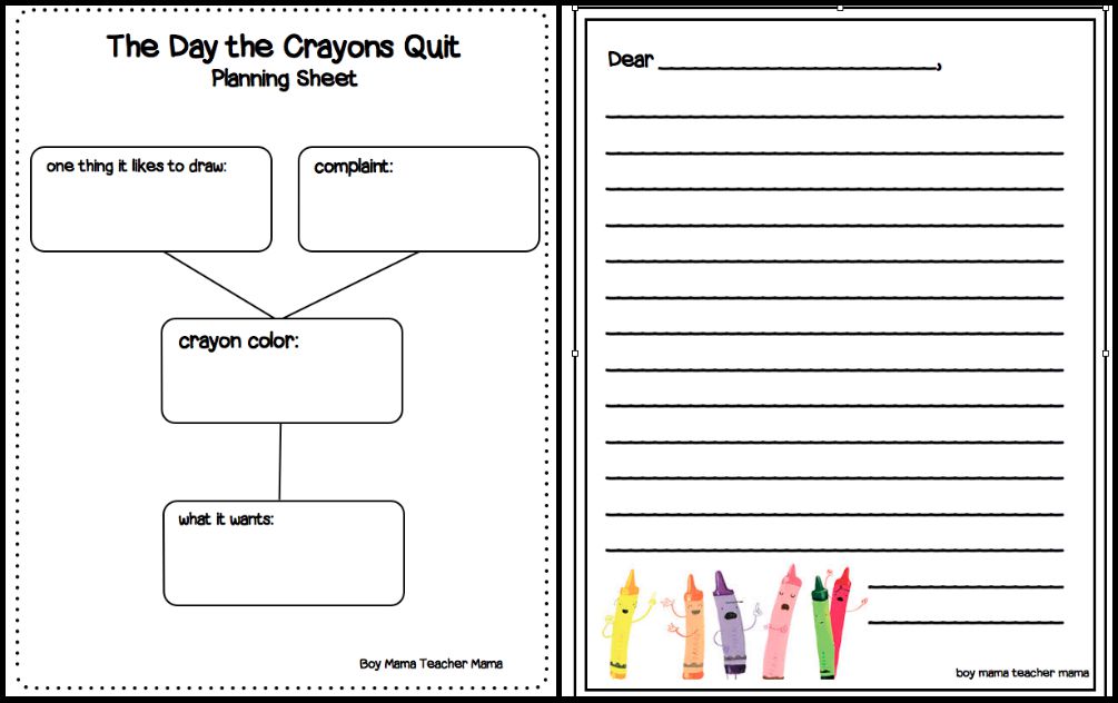 Book mama the day the crayons quit review and activity