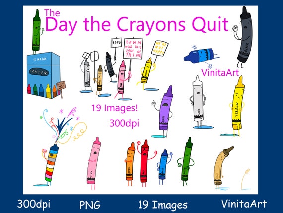 The day the crayons quit storybook clipart digital download coloring pages printables