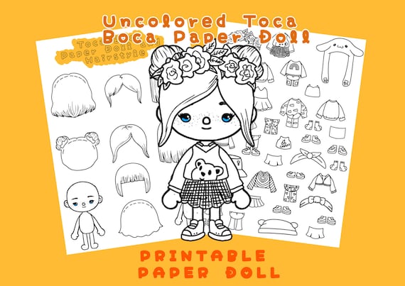 Color toca boca paper doll and clothes toca boca papercraft quiet book pages printable paper doll